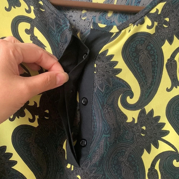 Jenni Kayne Paisley Print long sleeve Top blouse career office Medium 100% silk - Picture 4 of 6